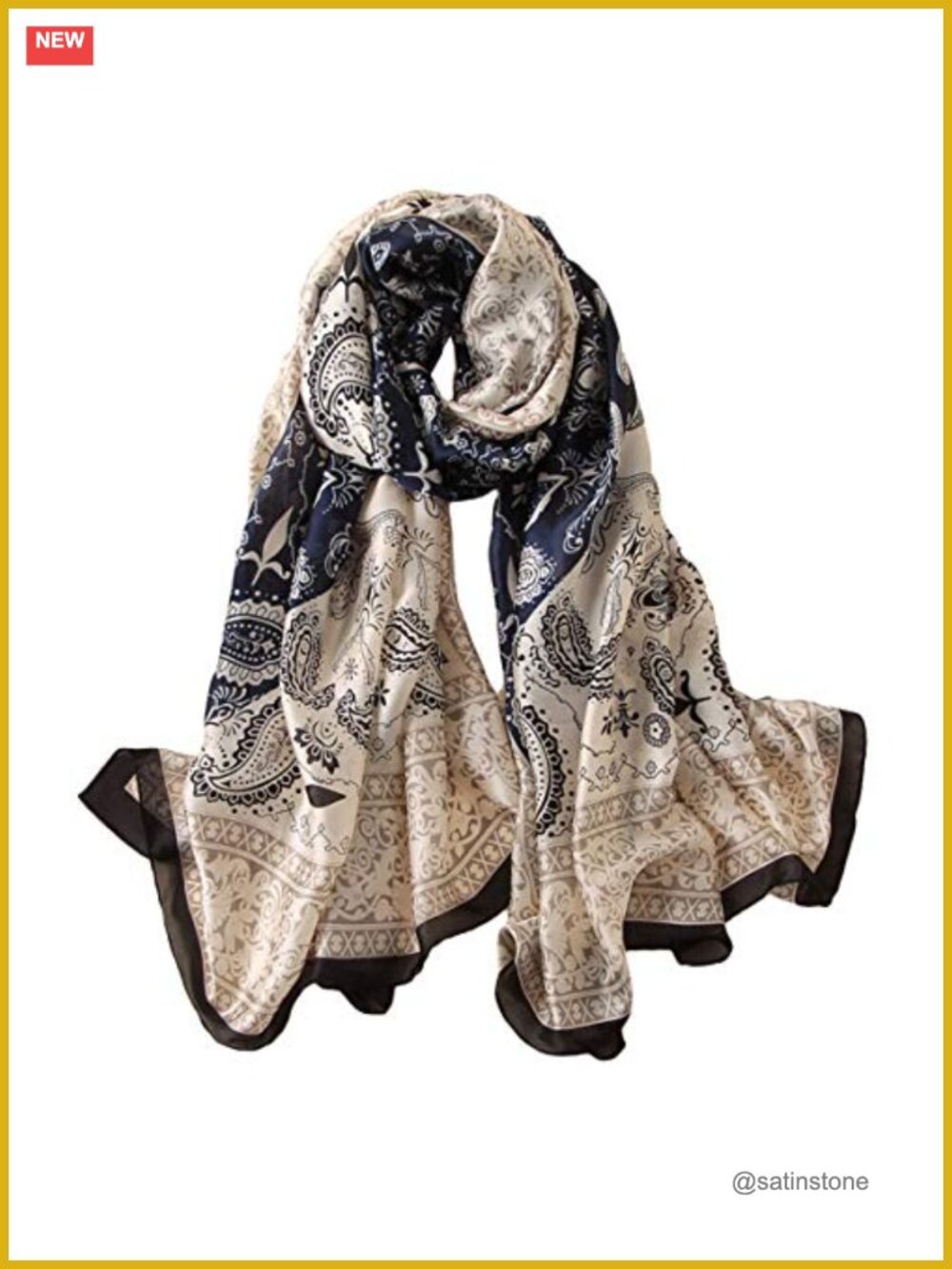100% Mulberry Silk Scarf Long Lightweight Shawl Wrap Paisley
